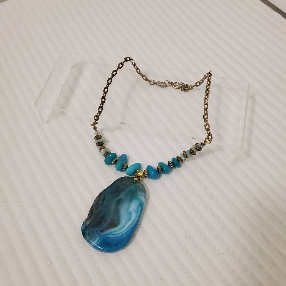 Fashion Jewelry necklace blue/gold - Picture 5 of 5